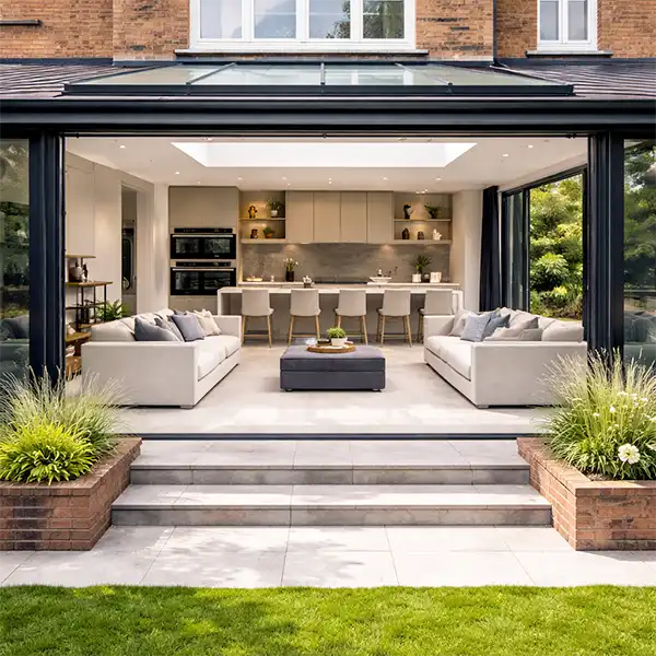 wrap-around extensions build progress in Surrey home