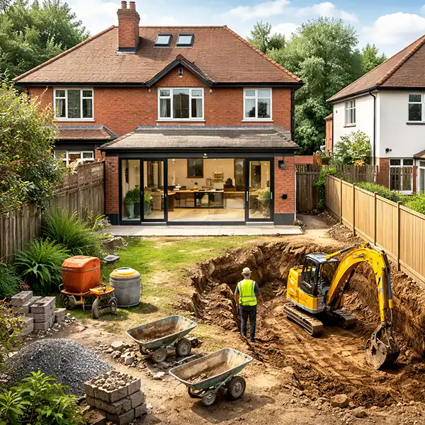 Construction programme and quality checks managed by a project manager on a residential build