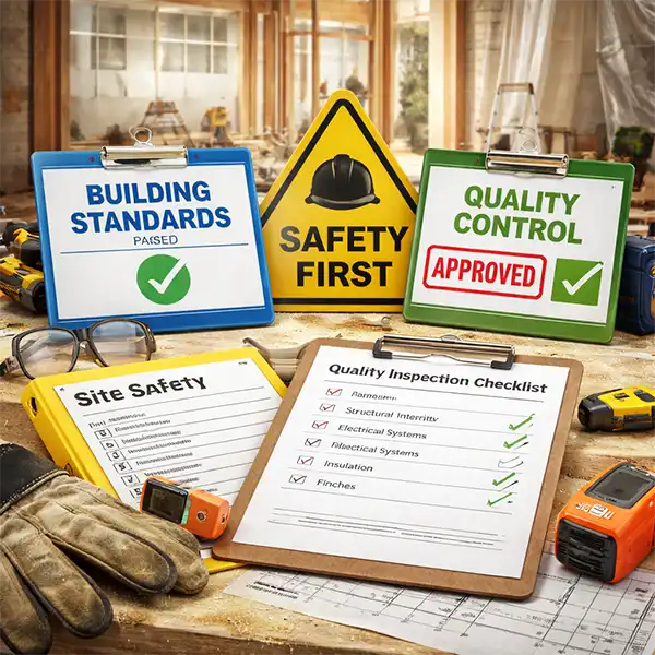 Building standards, site safety and quality checks for home renovations