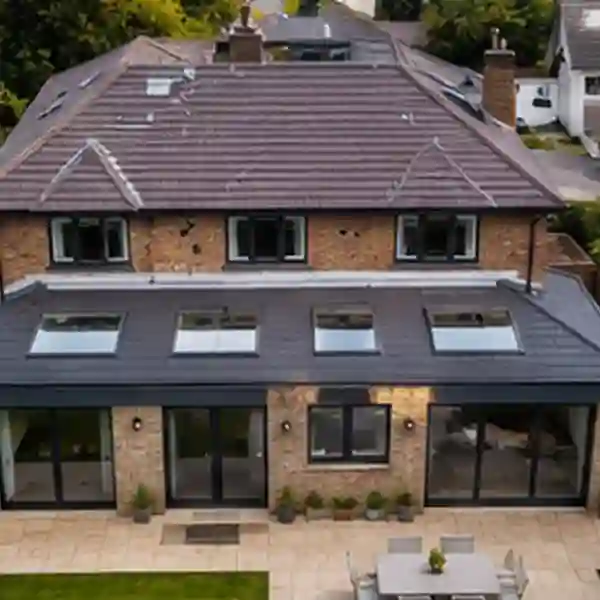 Roof glazing bringing daylight into a side return kitchen extension in Long Ditton