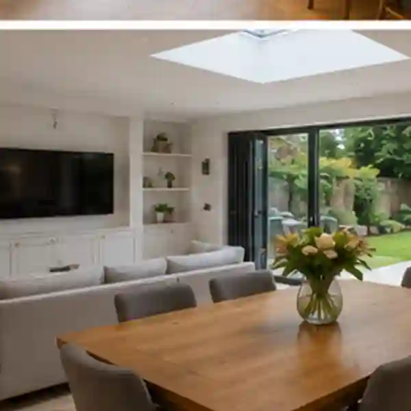 Open-plan kitchen-diner created by a wrap-around extension in Cobham KT11