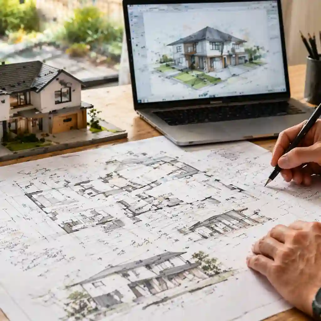 Residential planning drawings and architectural coordination for an Elmbridge extension