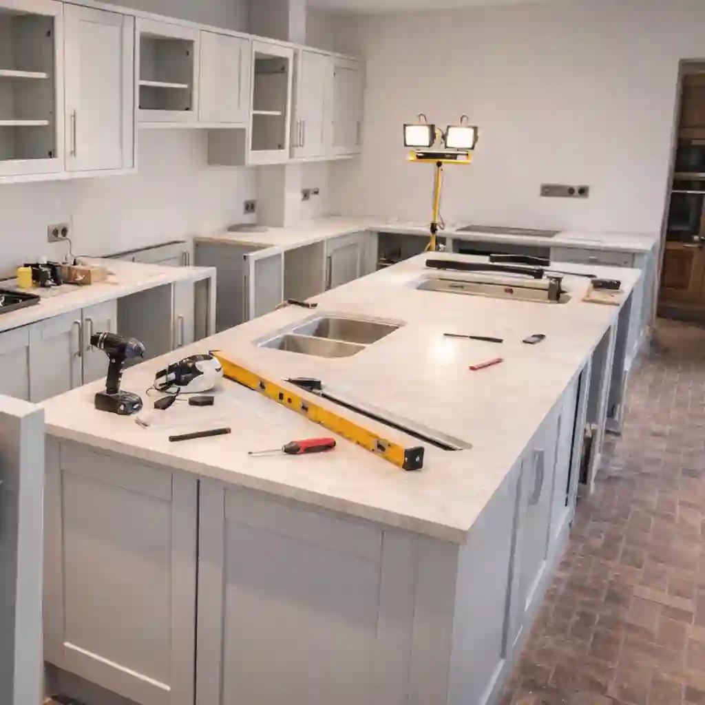 Refurbished kitchen and living space in a Surrey home