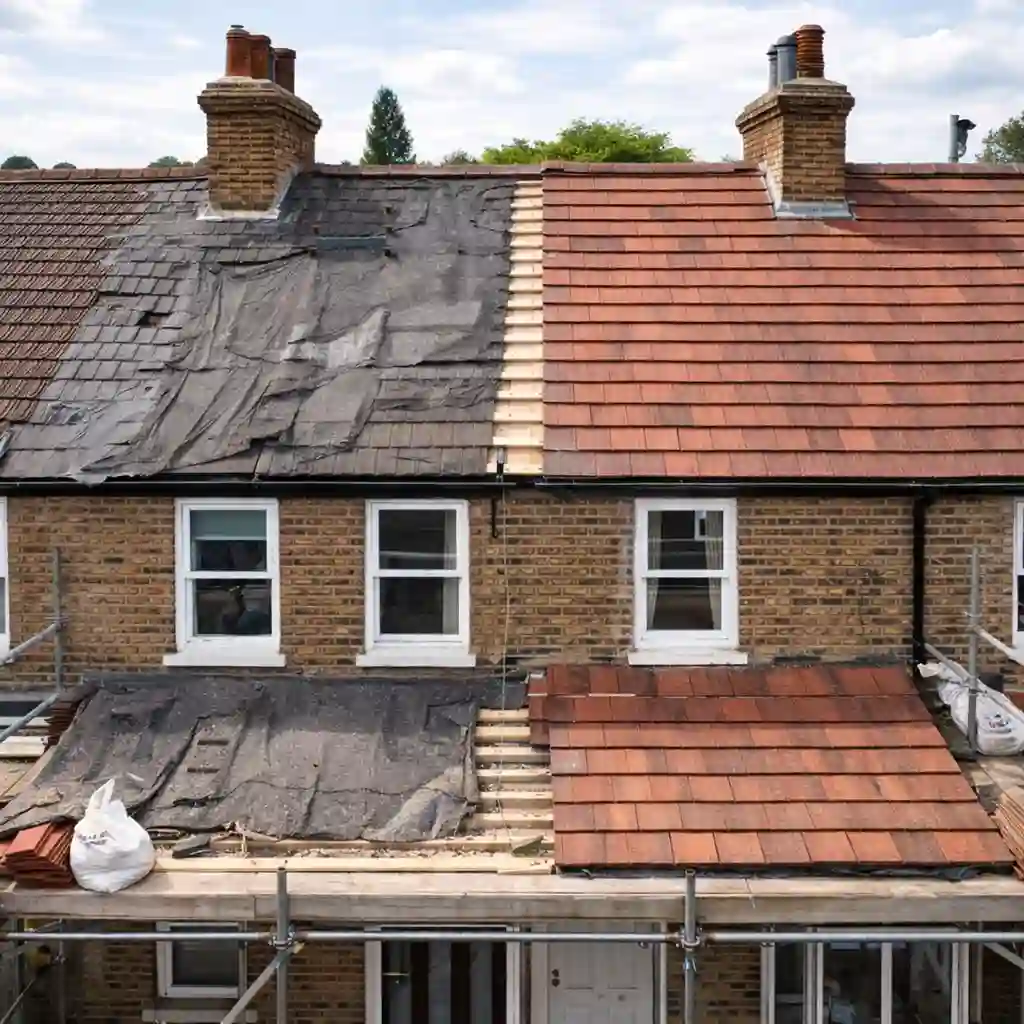 Replacement roof works with upgraded detailing and insulation coordination in Elmbridge