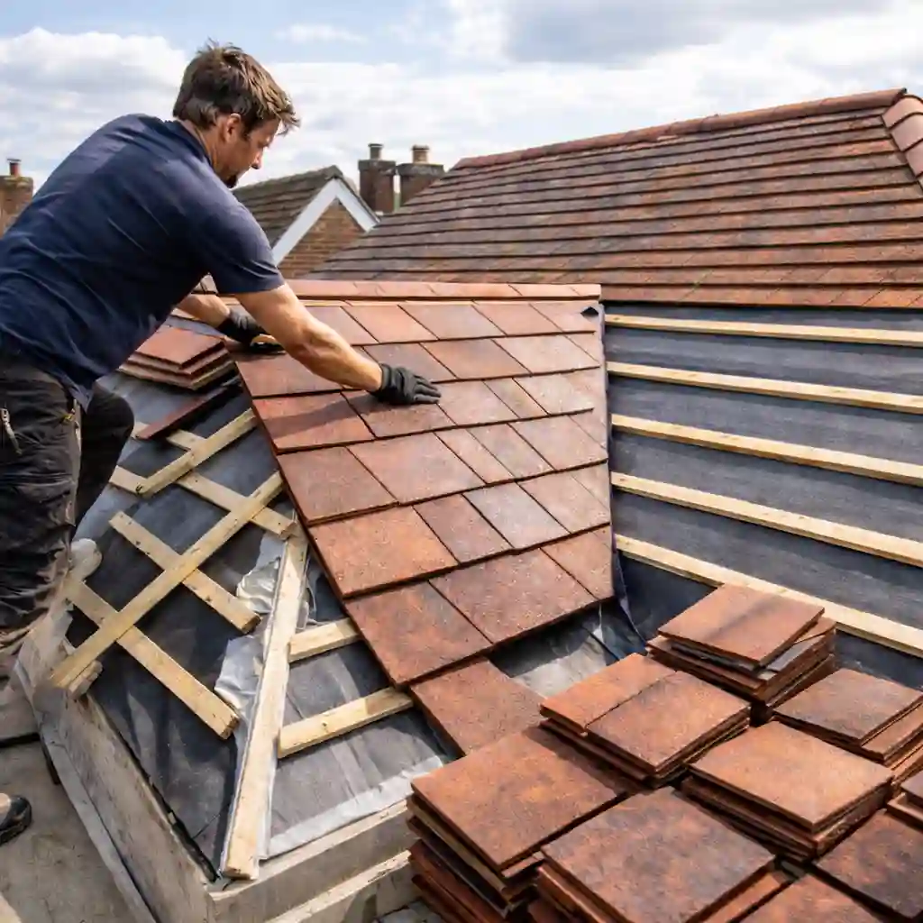 Roof survey and reroofing preparation for a Surrey residential property